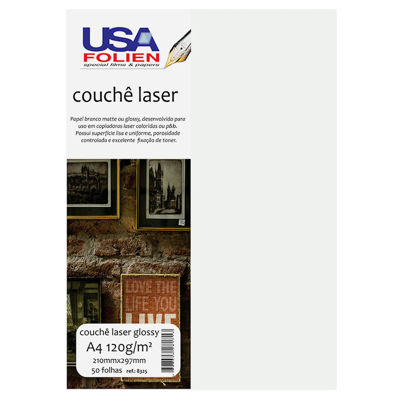 Papel fotográfico couchê laser glossy A4 120g com 50 folhas 8325 Usa Folien em Oferta na Shopee