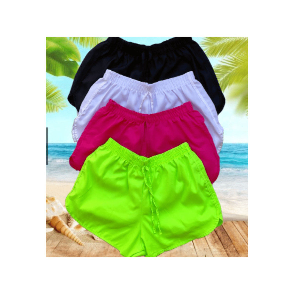 Kit 6 shortinho tactel Moda praia Feminino Shorts tactel
