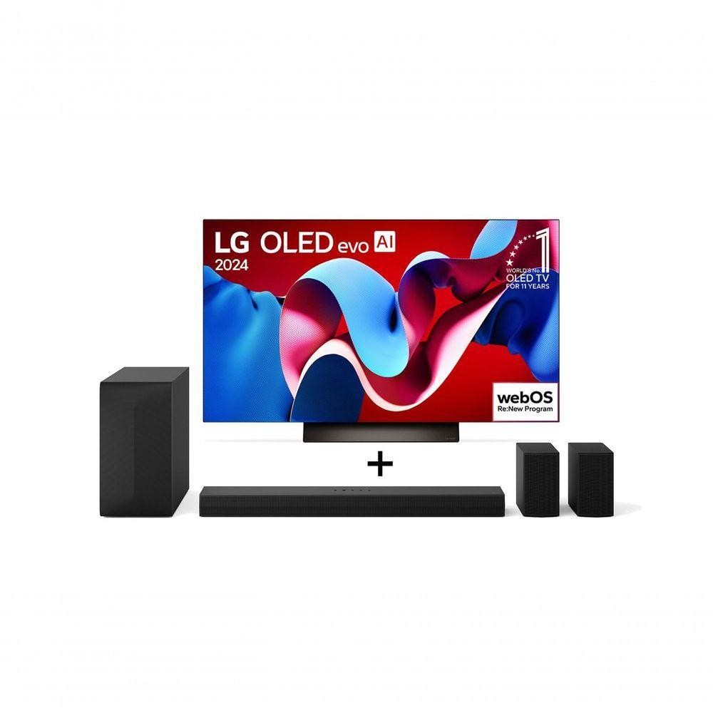 Combo LG Smart TV OLED Evo AI C4 4K 55 Polegadas 2024 + SoundBar S60TR 5.1 Canais Bluetooth 5.3 Dolby Digital - Home Appliances