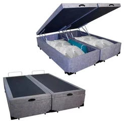 Cama Box Baú Casal Bipartido Suede Sereneprime elegante na cor Cinza 138x188x44