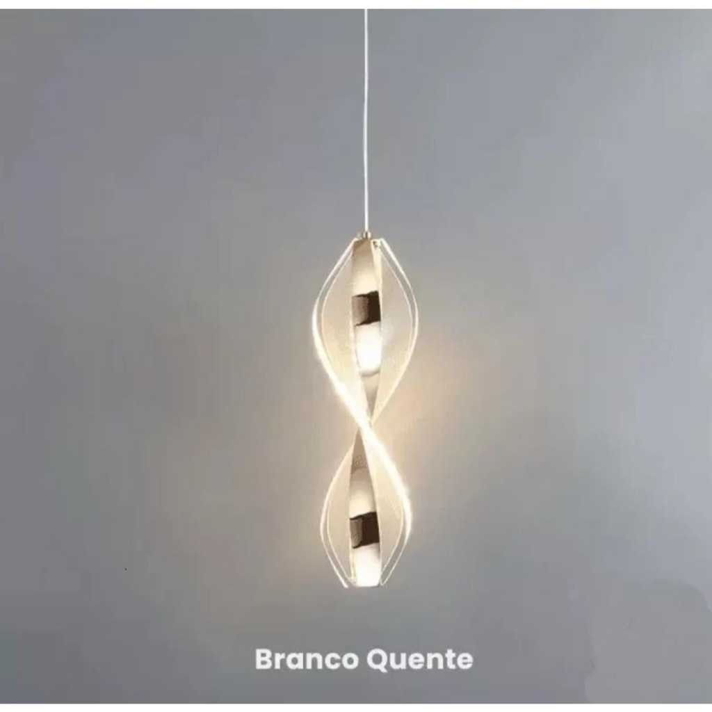 Lustre espiral moderno para sala de jantar, cabeceira, sala de estar bivolt 110v-220v 3cors
