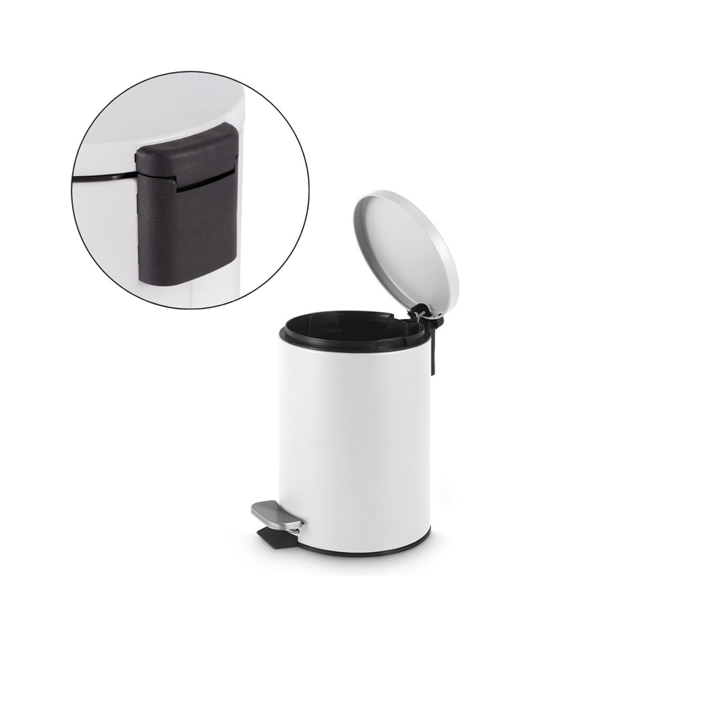 Lixeira Com Pedal 3l Em Aço Inox Redonda Branca Powermaid - Home & Living
