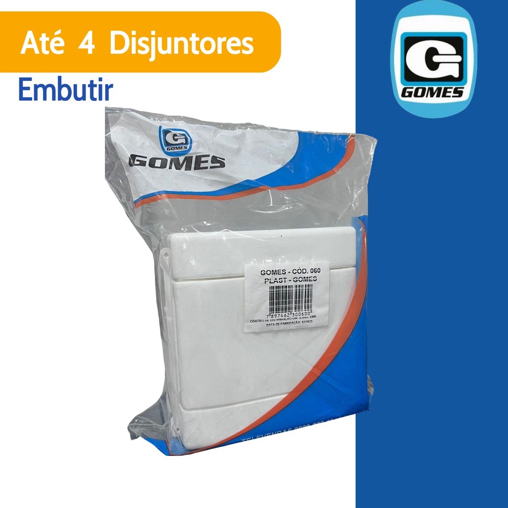 Quadro Distribuição Centrinho quadro elétrico 4 Disjuntores Din Embutir Gomes