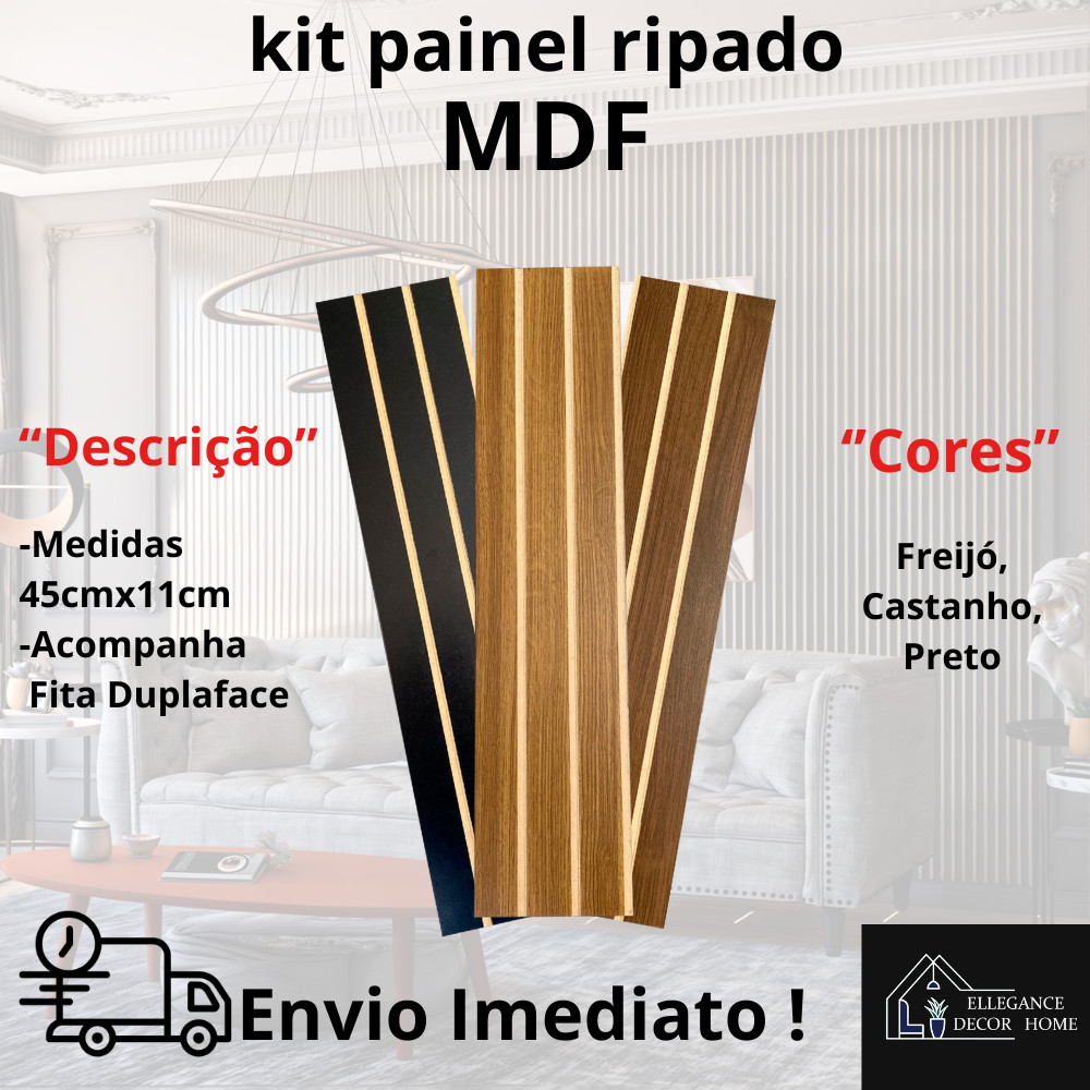 Kit 100 Painel Ripado 45x11cm Autocolante Decoração Parede MDF Alta Qualidade - Entrega Rápida em Oferta na Shopee