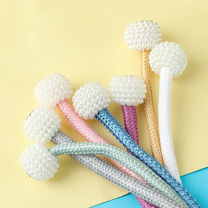 Cortina De Tecido Magnético Com Fivela De Corda De Pérola De Imitação Sem Perfuração De Volta Clip Cortina Cozinha Curta