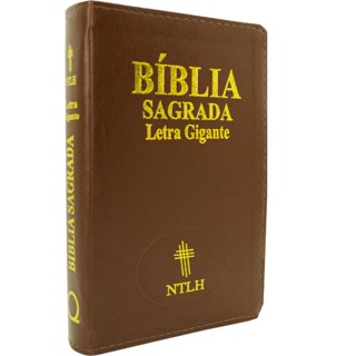 Bíblia Sagrada Letra Gigante NTLH Capa Luxo Marrom Escuro Com Índice Lateral e Borda Dourada em Oferta na Shopee