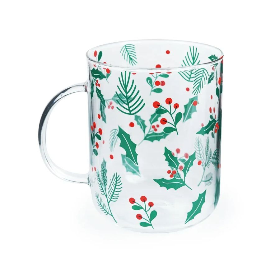 Caneca de Vidro - Azevinho - 470ml - 1 unidade - Cromus - Rizzo - Home & Living