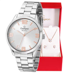 Relógio Champion Feminino Prata Prova D´Agua CN29893Q Relógio Analógico Feminino Original