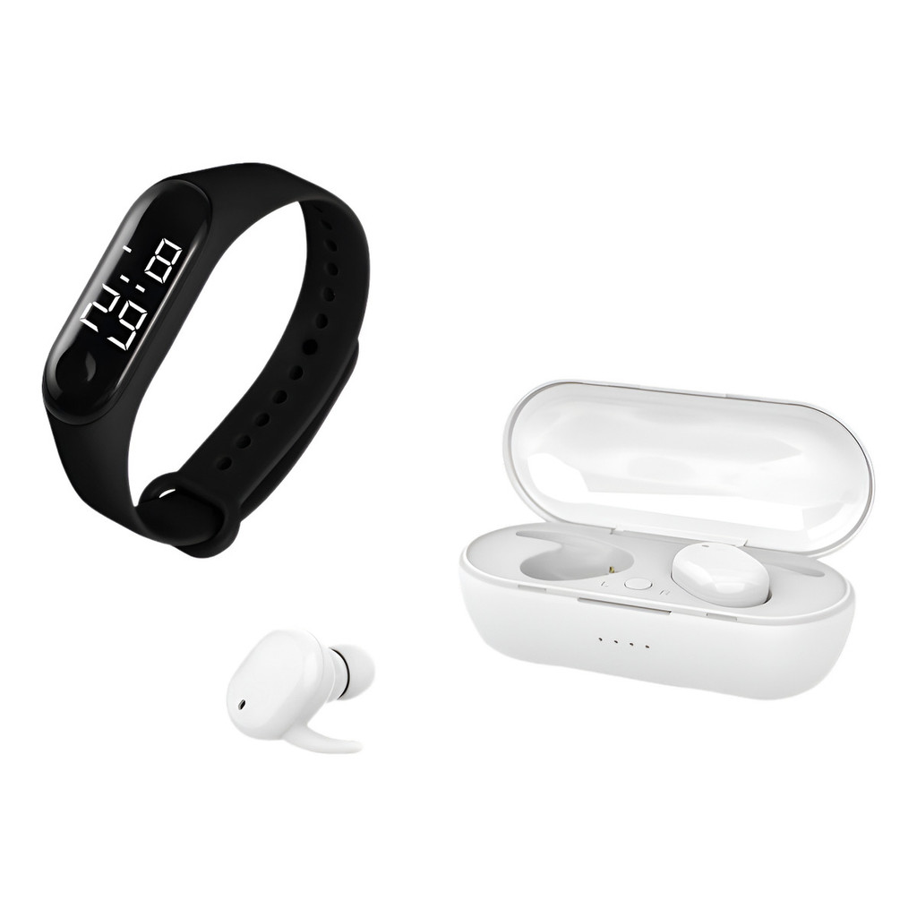Fone Sem Fio Y30 com Relógio LED, Som Hi-Fi, Design Moderno, Confortável e Durável + Relógio Led.