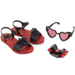Sandália Disney Minnie Dress Like Glitter Menina - Preto e Vermelho