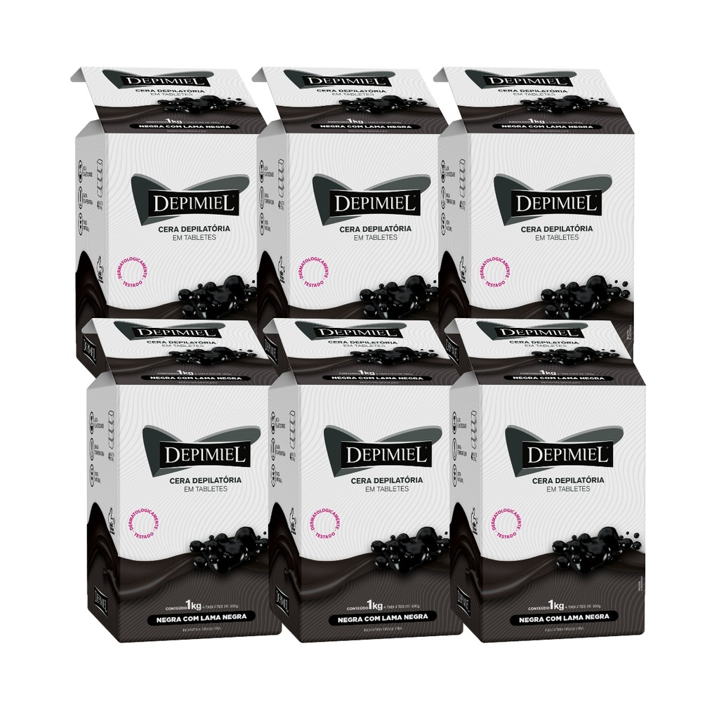 Kit 6 Cera Depilatória Tabletes Lama Negra Depimiel