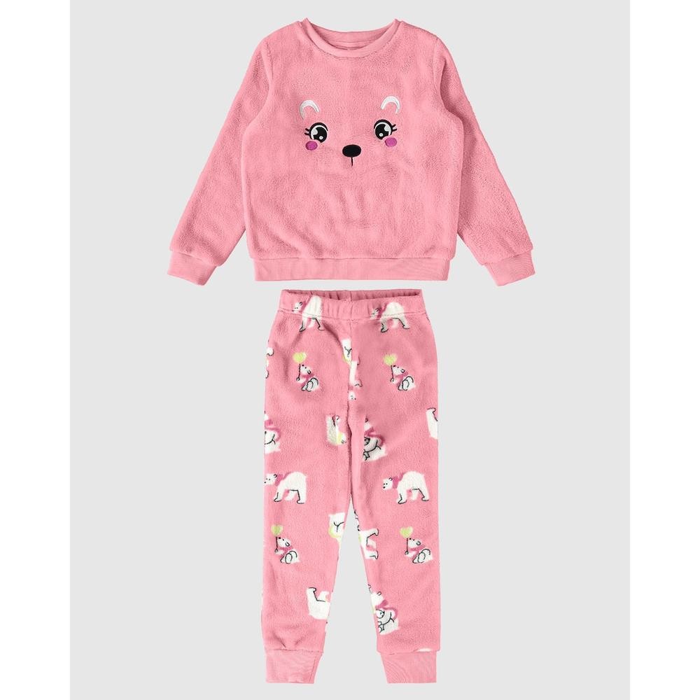 Pijama Infantil Menina Urso-Polar Em Fleece Malwee Kids em Oferta na Shopee