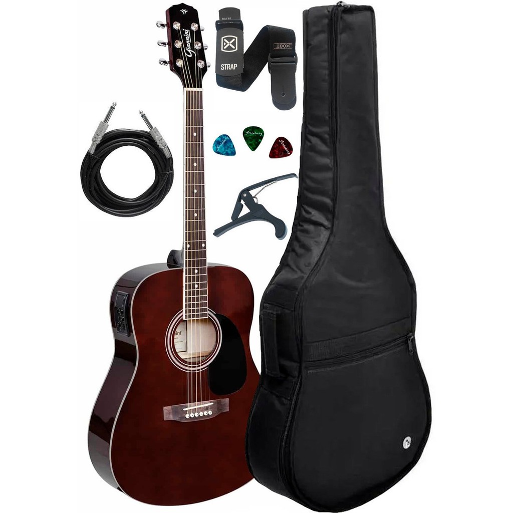 Violão Elétrico Folk Giannini Aço Gd-1 Tdw Kit Capa Luxo Gd1