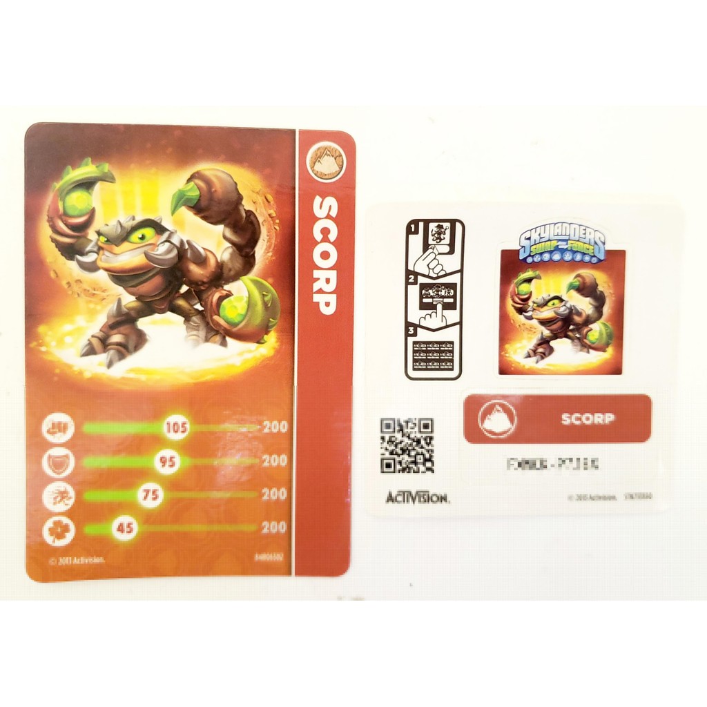 Card e Adesivo Skylanders Swap Force Scorp Colecionavel TCG
