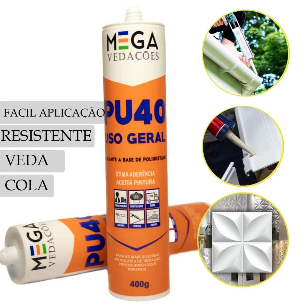 Pu40 Selante Cola Pu Silicone para Calhas,Rufos,Placas 3D