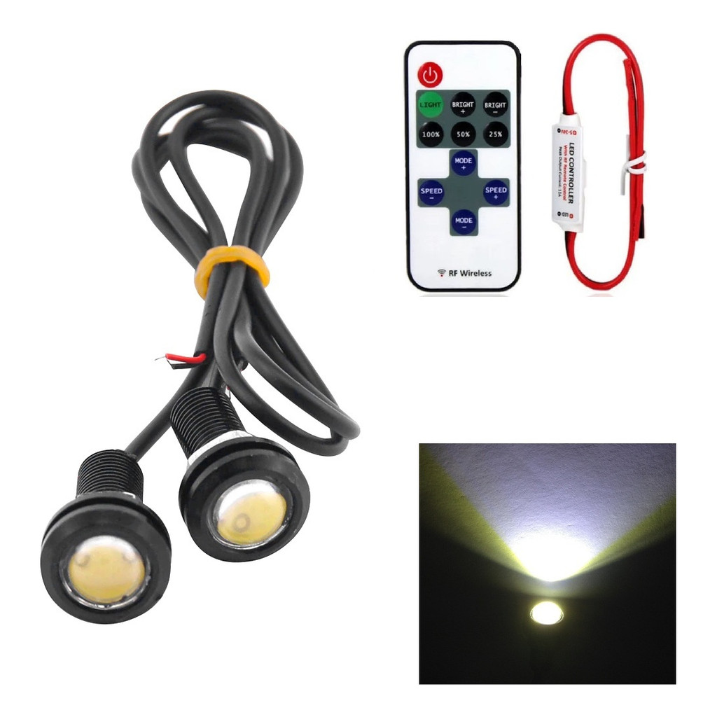 Led Strobo Olho De Gato 22mm + Controladora De Efeitos 12v