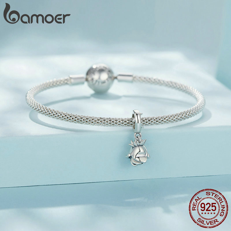 Detalhes do Bamoer 925 Sterling Sliver Charm Rose Beads Design Simples DIY Para Pulseira Mulheres SCX142