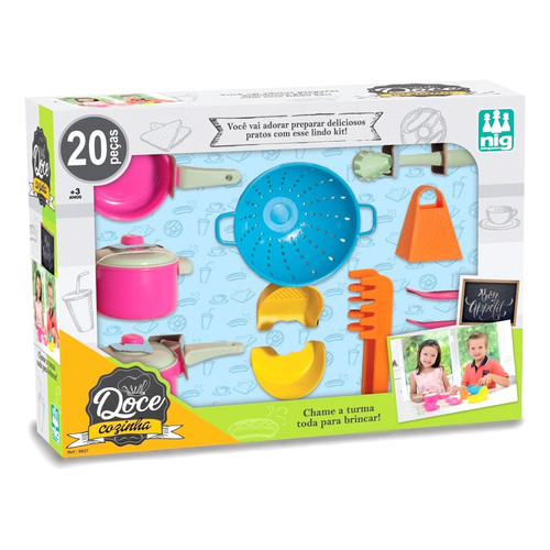 Brinquedo Doce Cozinha Conjunto de panelinhas e Utensilios Infantil 20 Peças  Nig 627