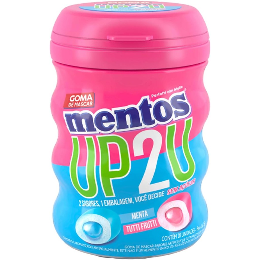 Chiclete Mentos UP2U Menta E Tutti Frutti Sem Açúcar Van Melle Com 28 Unidades De 56g em Oferta na Shopee