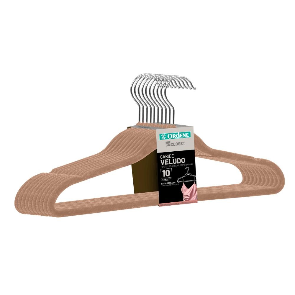 Cabide de Veludo Bege 42cm My Closet Ordene 10 Unidades em Oferta na Shopee
