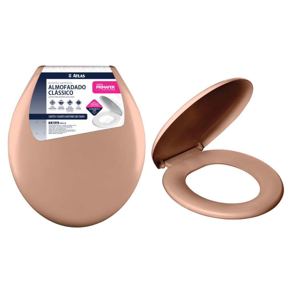 Assento Sanitário Aalmofadado Classic Plast. Bege Atlas em Oferta na Shopee