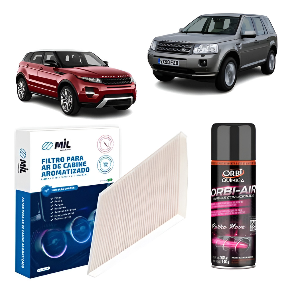 Kit Filtro Ar + Higienizador Land Rover Evoque / Free Lander Lavanda ou Carro novo