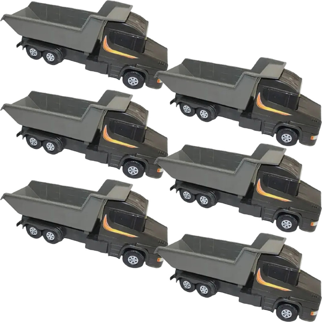 Kit 6 Caminhão Preto Caçamba Basculante Veículo De Brinquedo Infantil