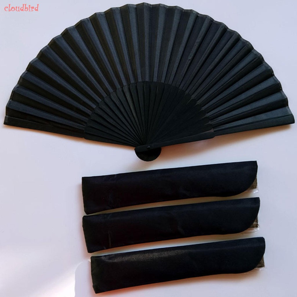 Leque De Mão Preto Estilo Retrô Chinês , Festa Em Casa , Leques De Dança Decorativos Dobráveis Para De Chá , Decoração D