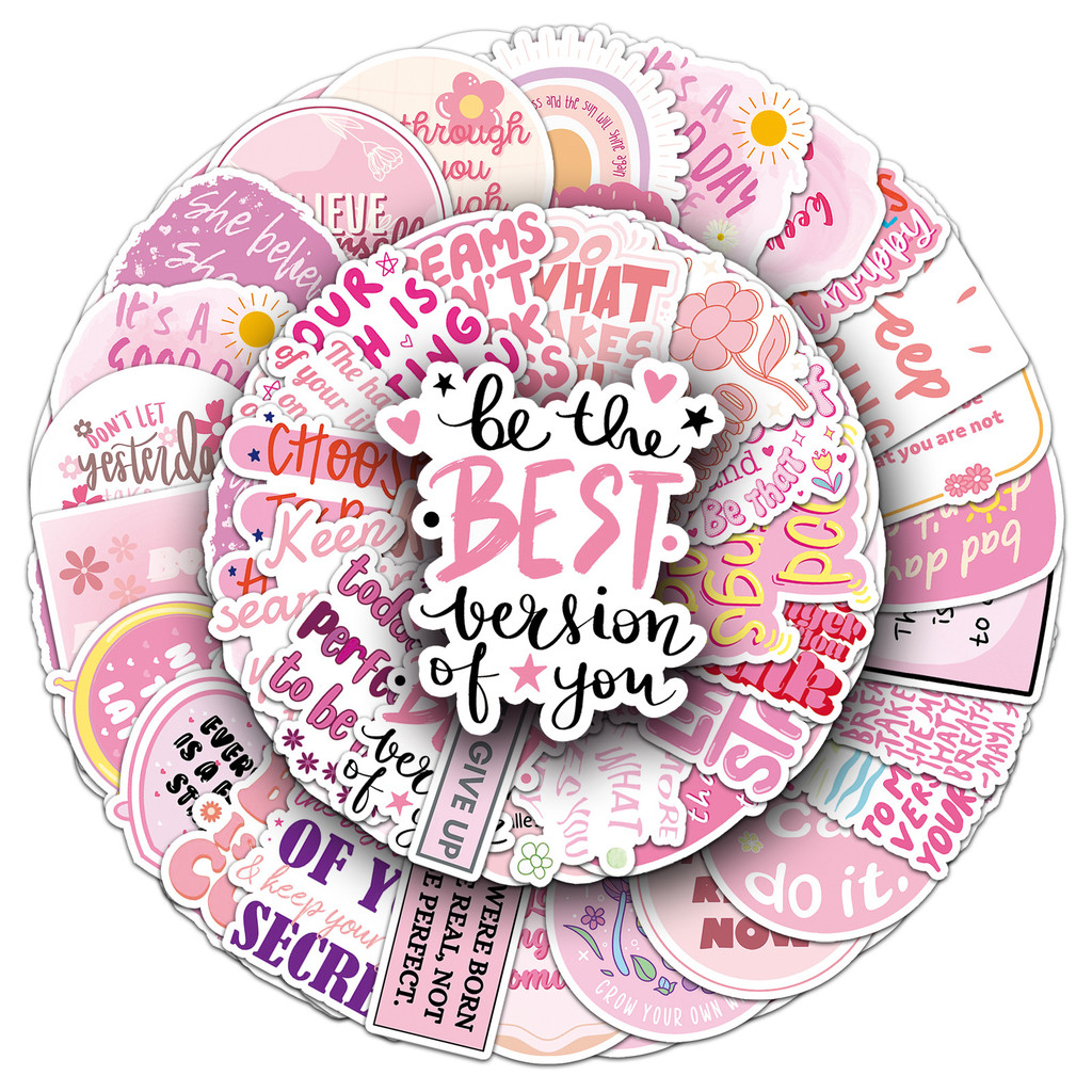 Adesivos Inspiradores Rosa 50-Decalques À Prova D'água Para Bagagem , Tecnologia E Viagens