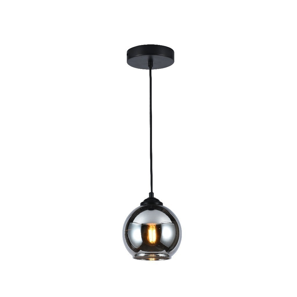 Luminária Pendente Led Moderna Globo Espelhado Fumê 1.2M Preto S/Lâmpada em Oferta na Shopee