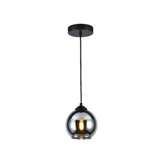 Luminária Pendente Led Moderna Globo Espelhado Fumê 1.2M Preto S/Lâmpada em Oferta na Shopee