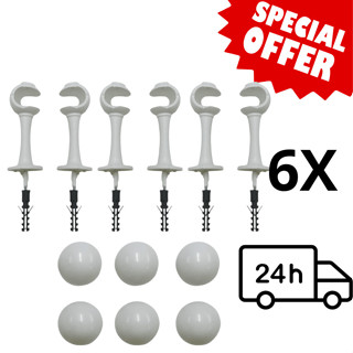Kit de Suporte com 6 Para Cortina Varão Simples 19mm (fino) Para Parede Com Ponteira Completa Pvc Cores Fácil Instalação em Oferta na Shopee