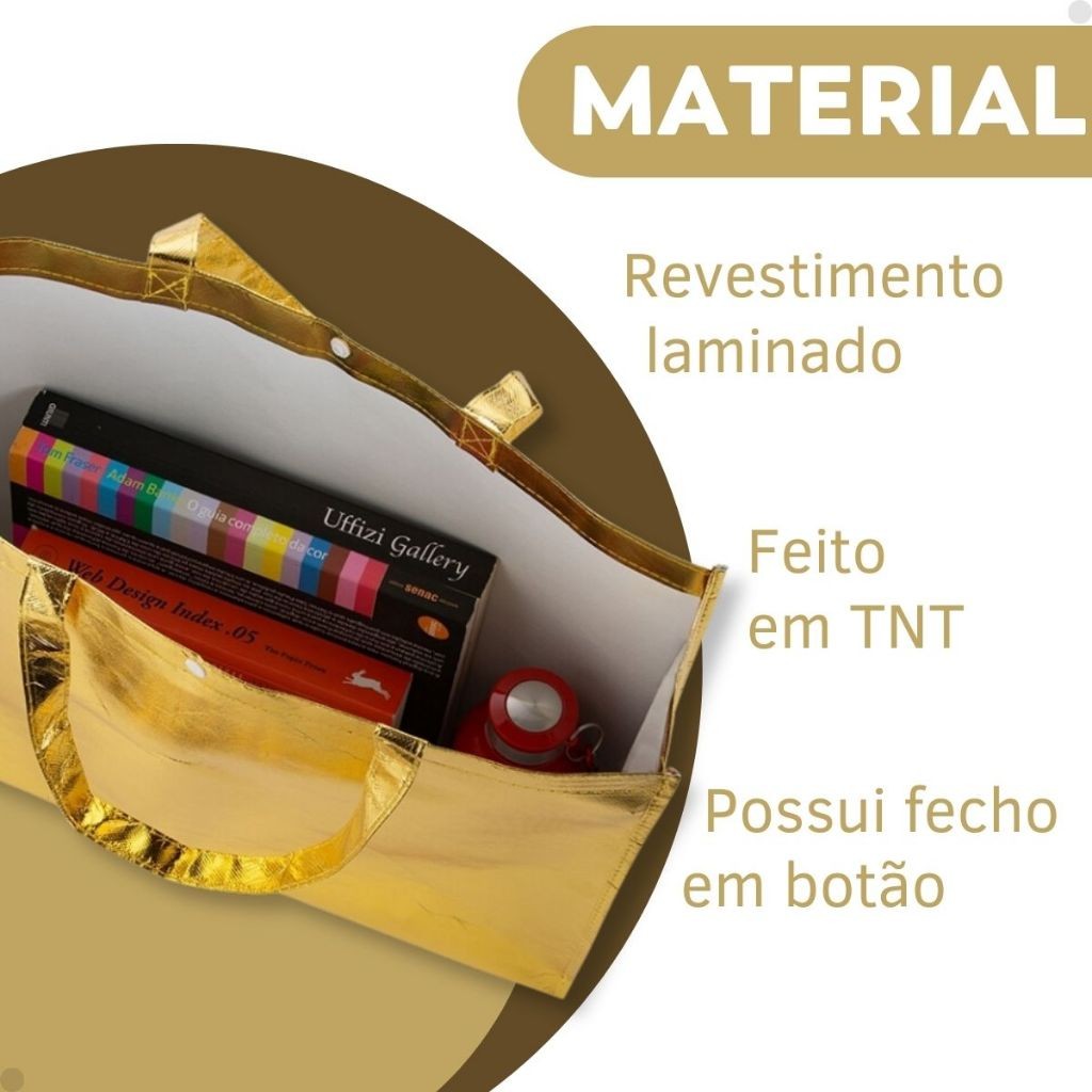 Kit 30 Sacola Tnt Metalizado 45x35x11 Personalizada C/ Logo