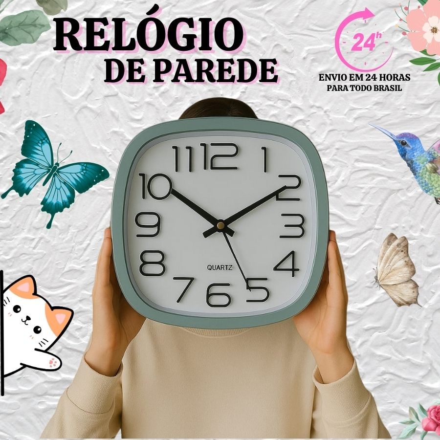 Minimalista Relógio de Parede Silencioso Decorativo Moderno Quartz 25CM Sala Cozinha