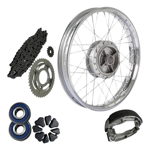 Roda Titan 150 / Fan 150 Traseira Complet Raio+kit Relacao