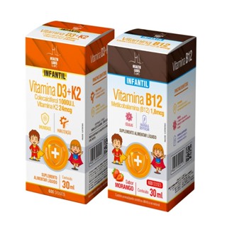 Kit Vitamina D3 K2 Infantil 30ml + Vitamina B12 Infantil 30ml Morango em Oferta na Shopee