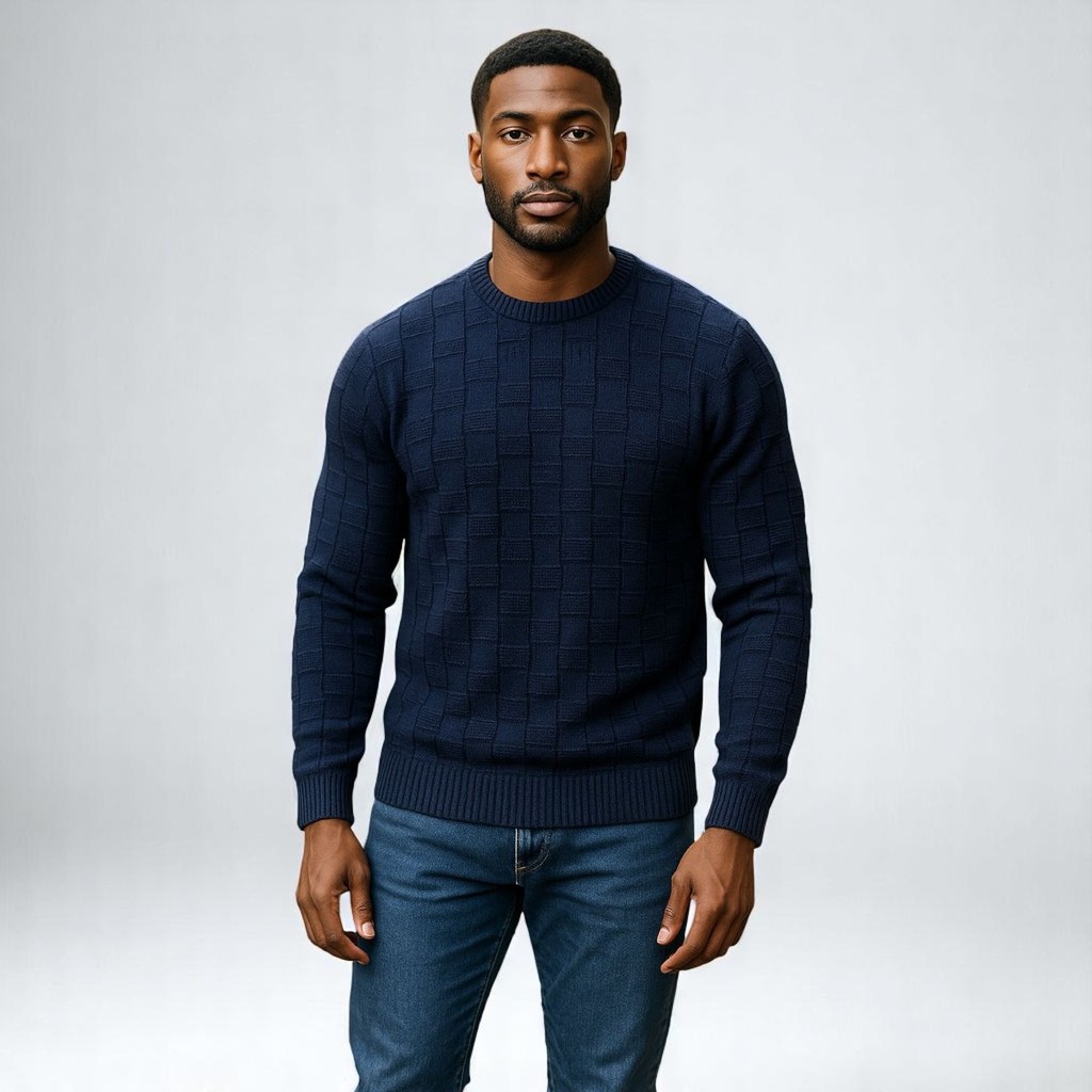 Suéter Tricot Texturizado Gola Redonda.  MP1278