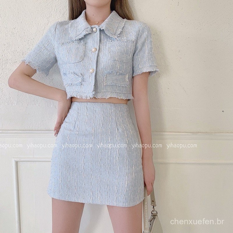 Alta Qualidade Do Sexo Feminino Elegante Terno Saia 2025 Nova Moda Tweed Duas Peças Set Mu...