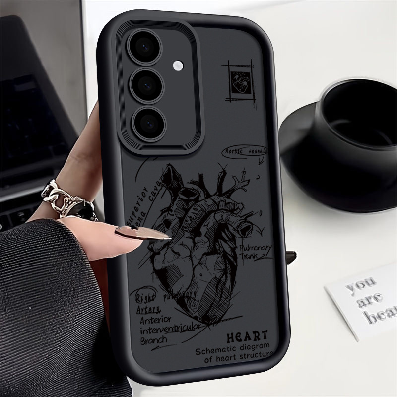 Artístico Coração Padrão Macio Silicone TPU Caso Para Samsung Galaxy A56 A55 A16 A15 A14 A54 A36 A35 A26 A25 A34 A53 A52