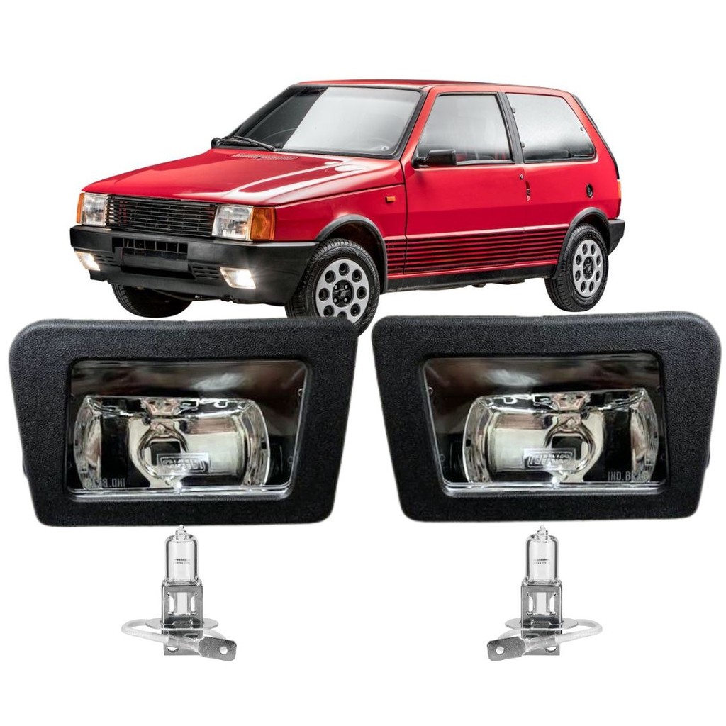 Par Farol Milha Auxiliar Longo Alcance H3 Para Fiat Uno Fiorino 1984 a 1990 + Lâmpadas F-32 F-33 em Oferta na Shopee