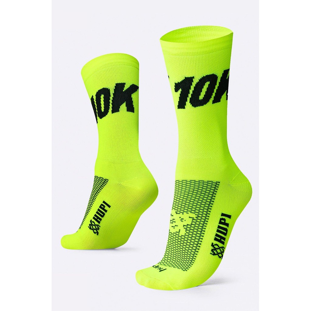 Meia para Corrida HUPI 10K Amarelo Neon Tamanho 36-42