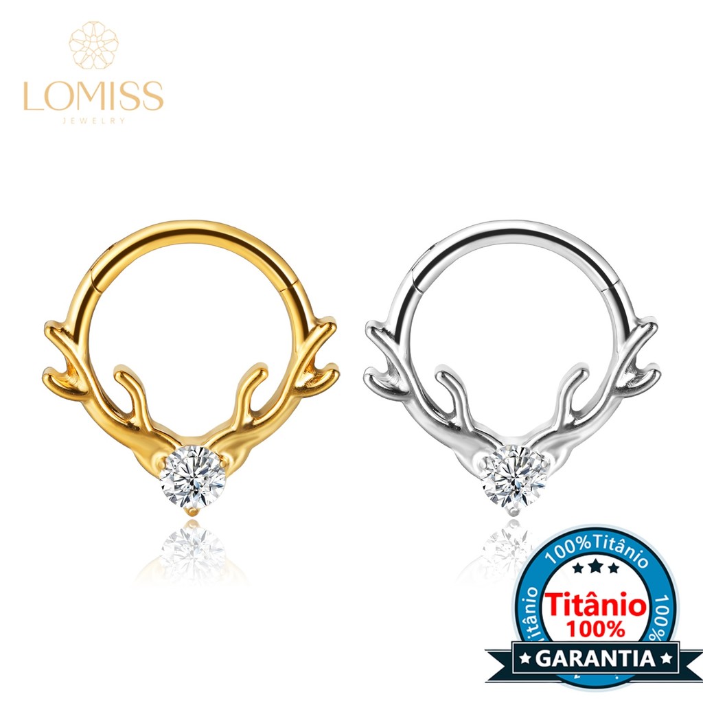 Piercing Septo Rook Conch Nariz Argola Titânio Chifre De Alce Zircônia Cravejada em Oferta na Shopee
