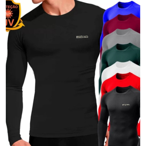 Camisa térmica Segunda Pele Proteção Solar Pit Monster Blusa Malha Fria Unissex Academia Manga Longa