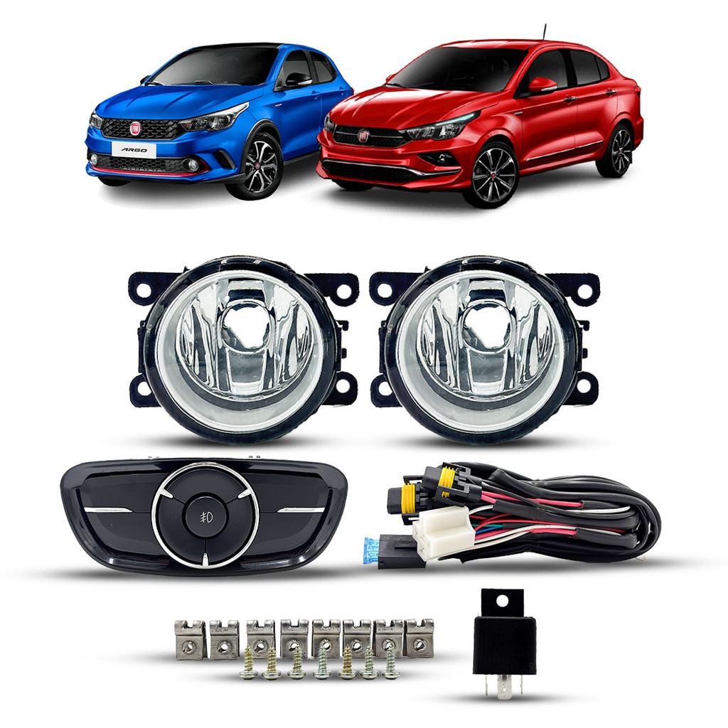 Kit Farol de Milha Neblina Botão Fiat Argo Cronos 2017/2022