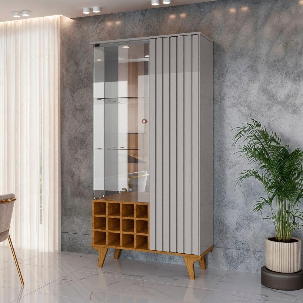 Cristaleira De 2 Portas Elba Off White Com Naturalle Bechara em Oferta na Shopee