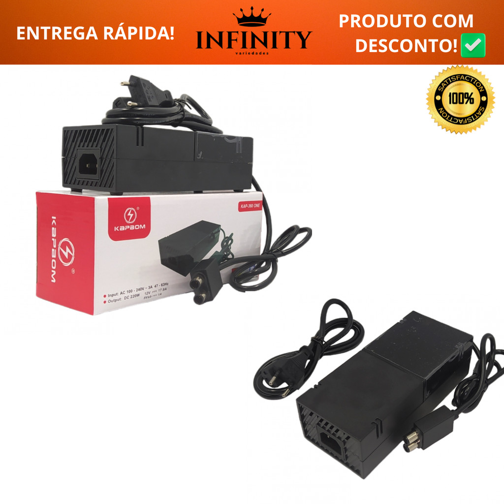 Fonte XBOX 360 SLIM Reforçada Para Vídeo Game Xbox 360 SLIM Kapbom KAP-H300 | Adaptador De Alimentação