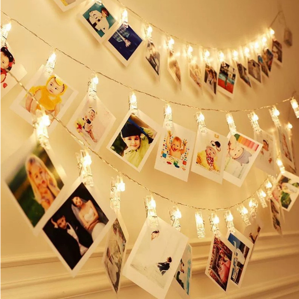 VARAL DE PREGADOR DE LED 2 metros para 10 á 30 fotos em Oferta na Shopee