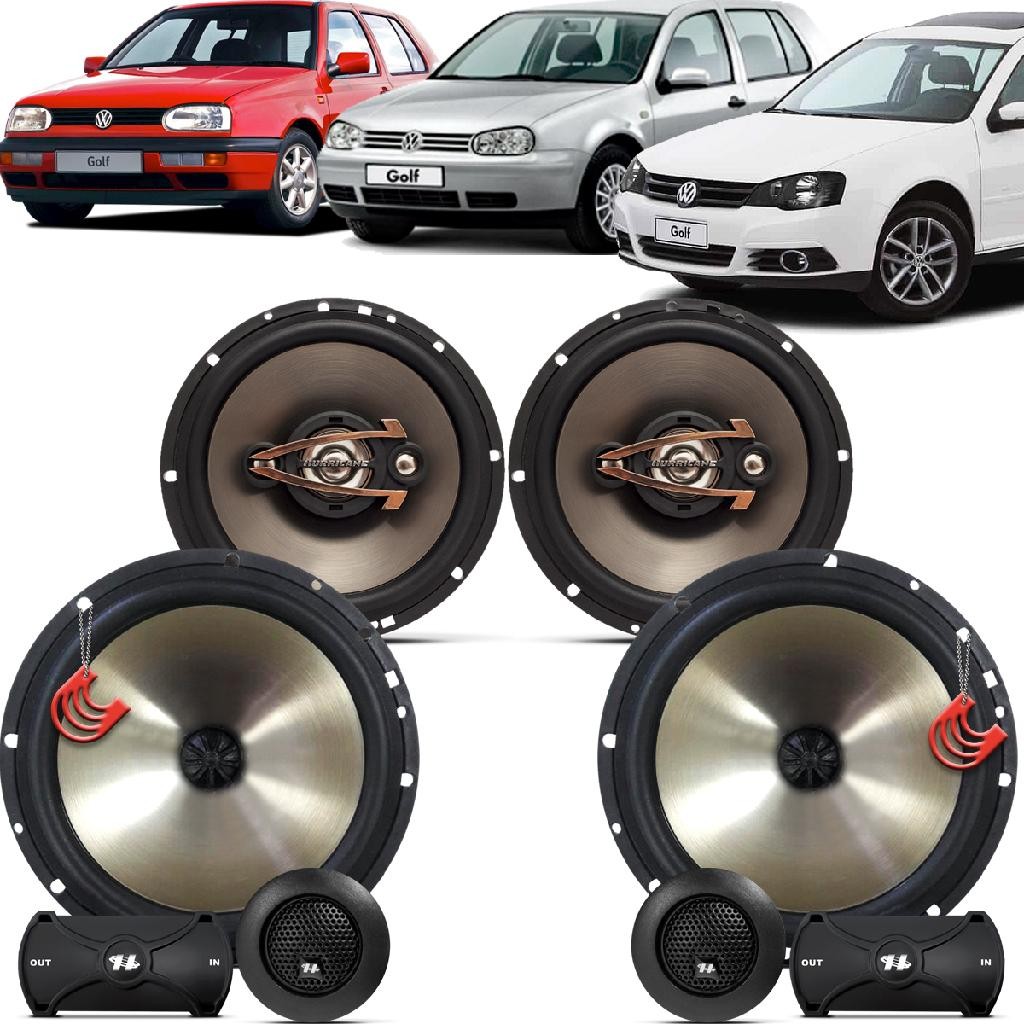 Kit Alto Falantes Dianteiros + Traseiros Volkswagen Golf 1994 até 2013 - Hurricane Platino 640w em Oferta na Shopee