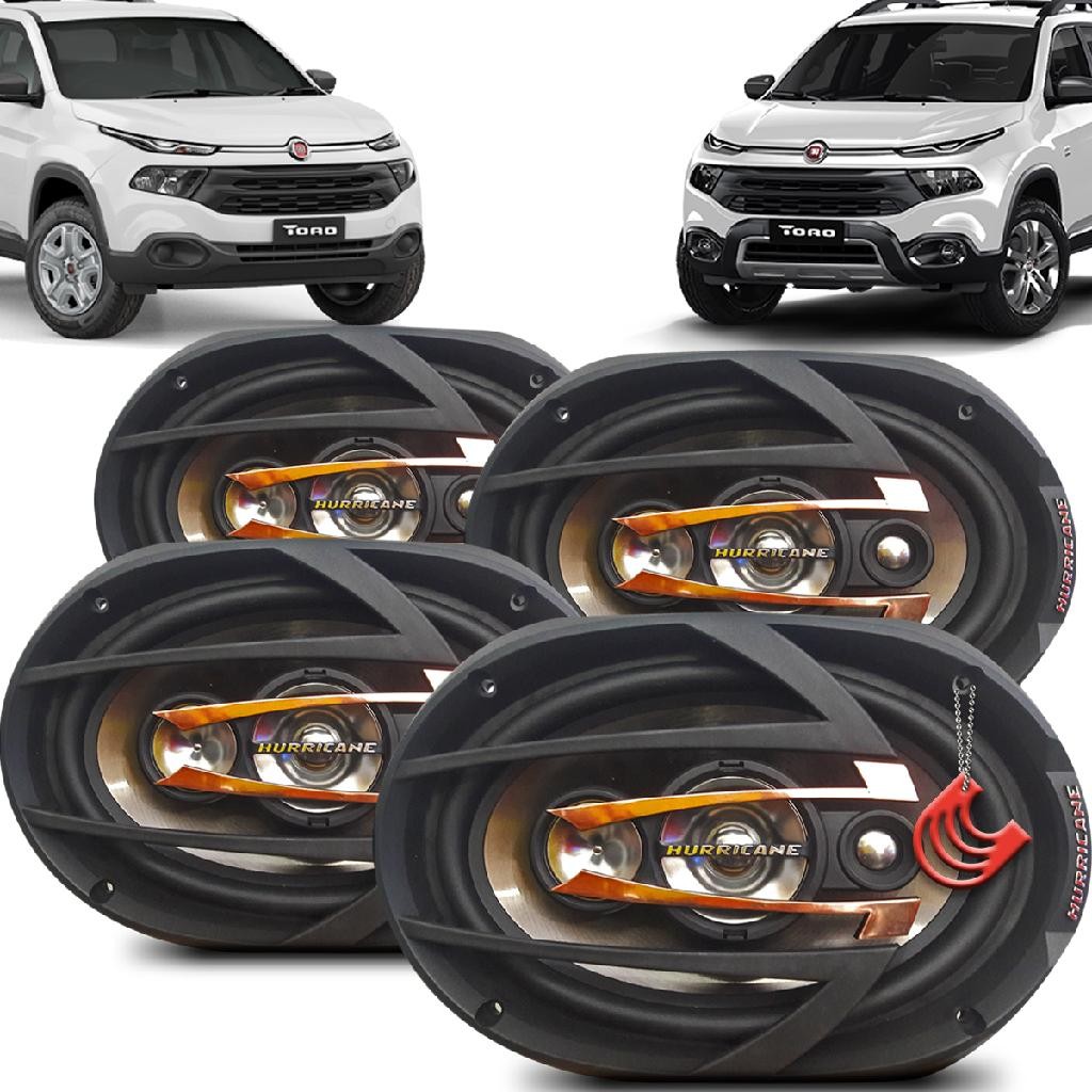 Kit Alto Falantes Dianteiros Traseiros Fiat Toro - Hurricane Platino Quadriaxial 6x9 1200w em Oferta na Shopee