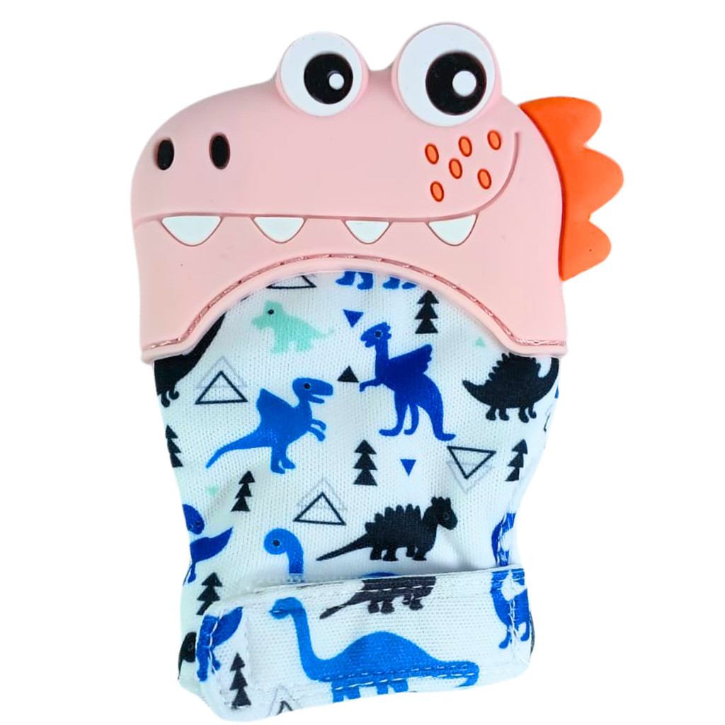 Massageador De Gengiva Borracha Luvinha Dinossauro Rosa Bebe Castela em Oferta na Shopee
